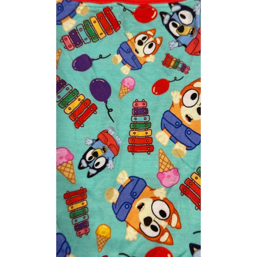 Little Snuggles Bluey Bingo Bamboo Pajama Set Teal Red 12T New